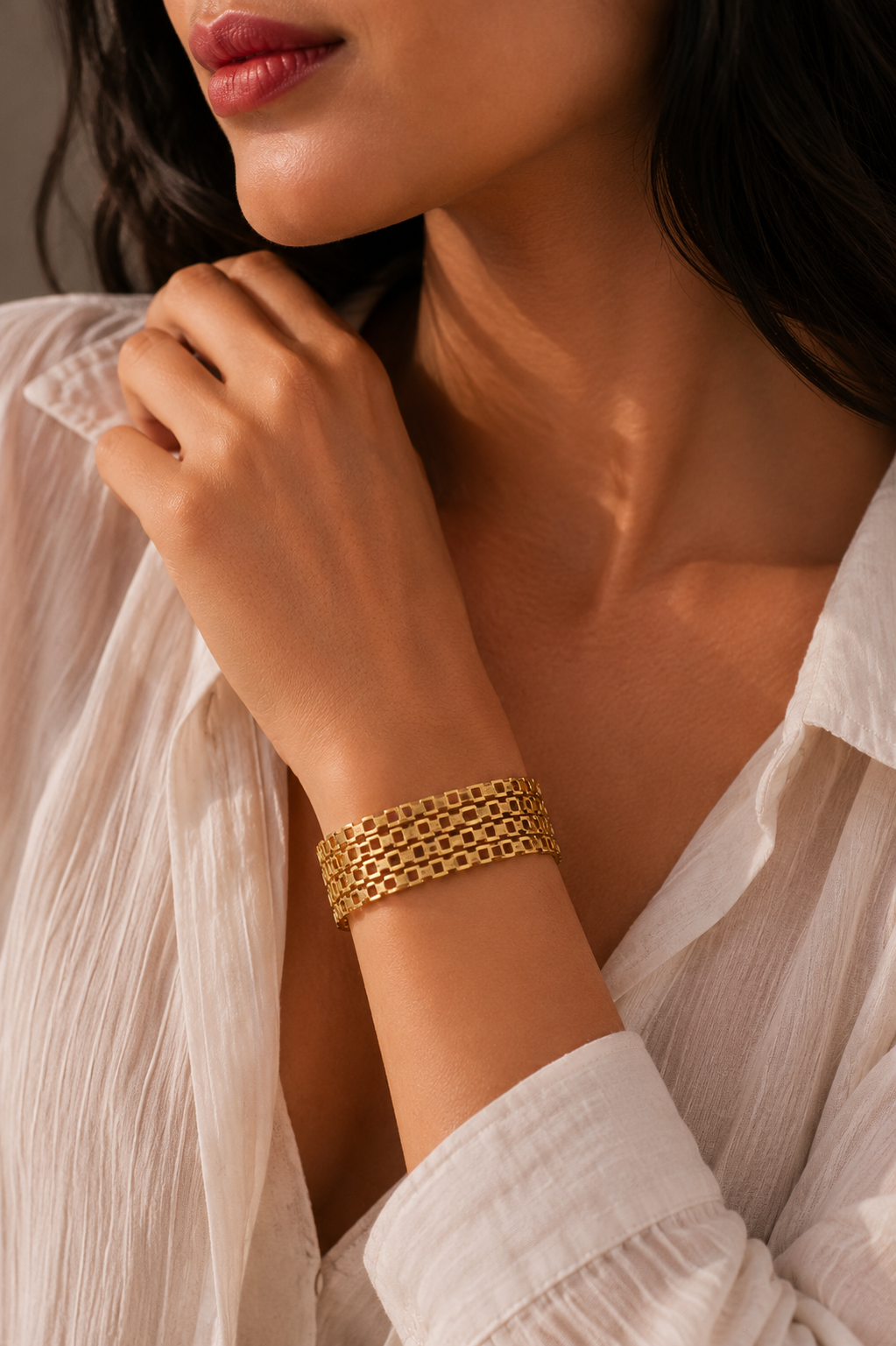Geometric Gold-Tone Link Bracelet