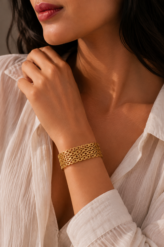 Geometric Gold-Tone Link Bracelet