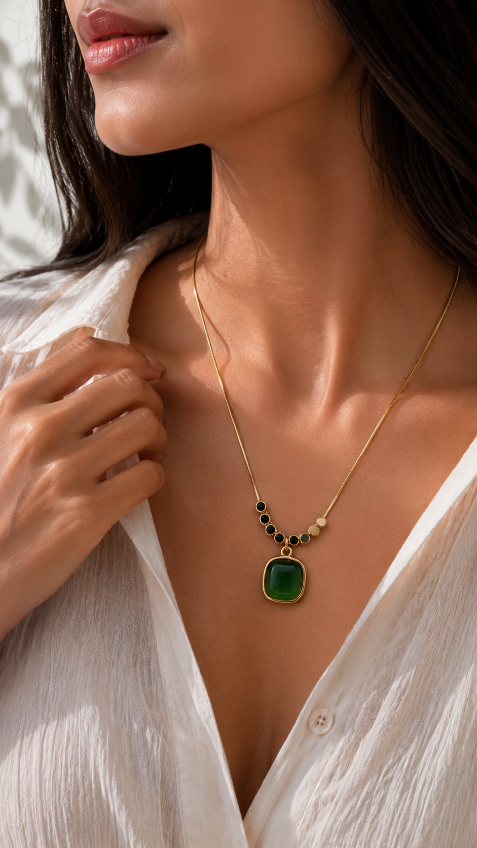 Pink Stone Gold-Tone Pendant Necklace